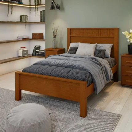 Cama Casal Athenas MDP e MDF Cabeceira Alta Lopas - Frassino