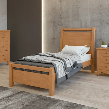 Cama de Solteiro MDP MDF Suporta até 90kg Lopas Reali - Amendoa Clean
