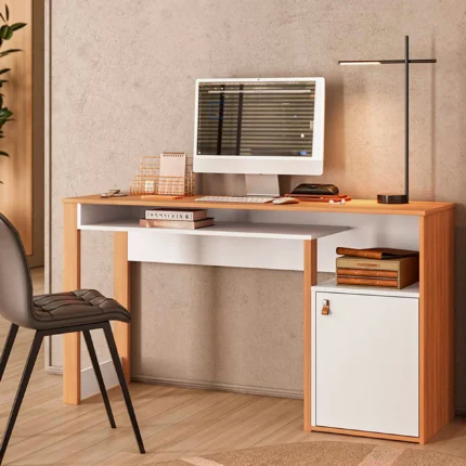 Escrivaninha 1 porta 1 nicho MDP Versa Home Telasul - Freijo/Branco