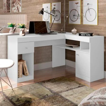 Escrivaninha 1 Porta 1 Gaveta Estrutura em MDP Nilo Caemmun - Branco Fosco