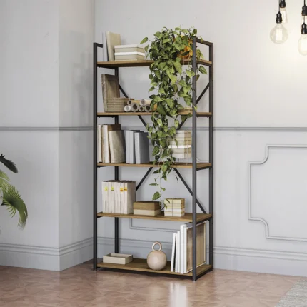 Estante Multiuso 5 Prateleiras Kappesberg - Freijó/Preto Fosco