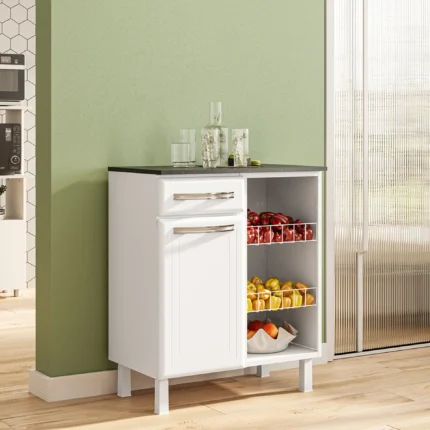 Fruteira com Tampo 1 Porta 1 Gaveta 70cm Esmeralda Telasul - Branco