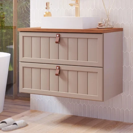 Gabinete para Banheiro 1 Porta Basculante 1 Gaveta MDF Aruba MGM - Cappucino/Freijo