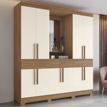 Guarda-Roupa Casal 10 Portas 3 Gavetas Capela B374 Henn Roupeiro - Nature/Off White