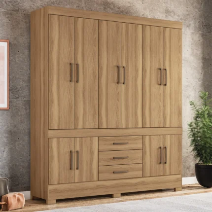 Guarda-Roupa Casal 10 Portas Bater 3 Gavetas New Murano Demóbile Roupeiro - Amendola Touch