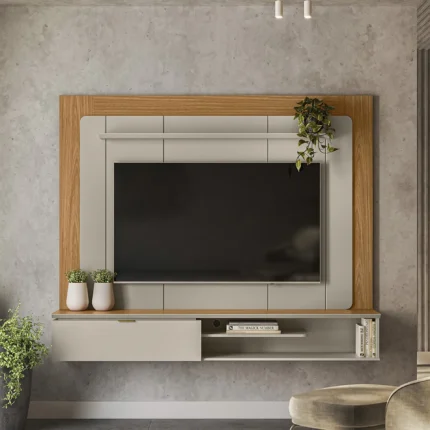 Painel Home para TV até 65” Lugano Linea Brasil - Nature/Off White