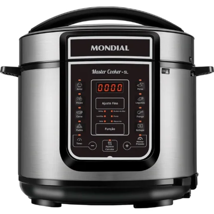 Panela de Pressão Elétrica Mondial Master Cooker 5L Digital e Timer PE38 - Inox/Preto - 220 Volts