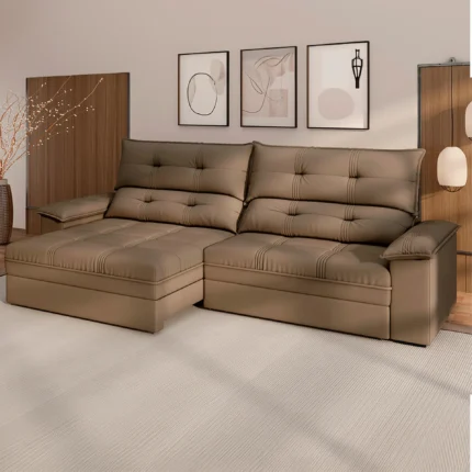 Sofá Retrátil e Reclinável 2 Lugares Everest Besthouse - Soft Cappucino