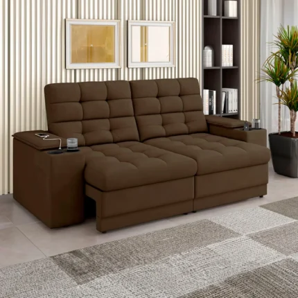 Sofá Retrátil e Reclinável 2 Lugares Kansas Besthouse - Marrom